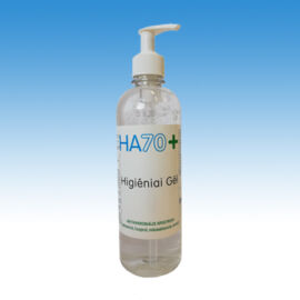 Kézfertőtlenítő gél HA70+,  0,5 L-es  kiszerelésben, pumpás, baktericid, virucid, mikobaktericid, biocid