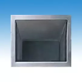 Fal mögé szerelhető rozsdamentes szemétgyüjtő 300x250-400 (SZxH-M), 140x100 mm ablakú, 30 literes, bedobófedő nélkül