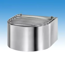 Fali kiöntő D265x125 mm-es medencével, felhajtható vödörtartó ráccsal, rozsdamentes acél, matt, leeresztő szeleppel