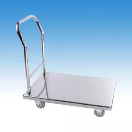 Szállító kocsi, rozsdamentes acélból, 550x900x870 mm 2 db forgatható és 2 db fix kerékkel, max. terhelhetőség 200 kg