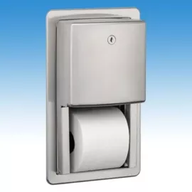 Wc papír tartó, falba építhető, 2 tekercses, rozsdamentes acél, matt