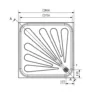 Kép 2/2 - BKH4370741 - Zuhanytálca rozsdamentes acélból, 800x800x55 mm