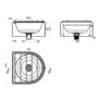Kép 2/2 - BKH4401341 - Fali kiöntő D265x125 mm-es medencével, felhajtható vödörtartó ráccsal, rozsdamentes acél, matt, leeresztő szeleppel                                                                                                                               