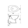 Kép 3/3 - TH422I - Idral Porcelán WC-kagyló mozgáskorlátozott felhasználók részére, magasított, padlón álló, alsó kifolyással, kivágás nélk
