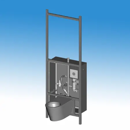 R.m. mozgássérült WC modul, beépíthető, vízellátó egységgel, szervíztéri szekrénnyel