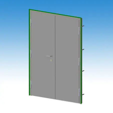 Rozsdamentes kétszárnyú trafóház ajtó, fém ajtó, tokkal 1400x2000 mm